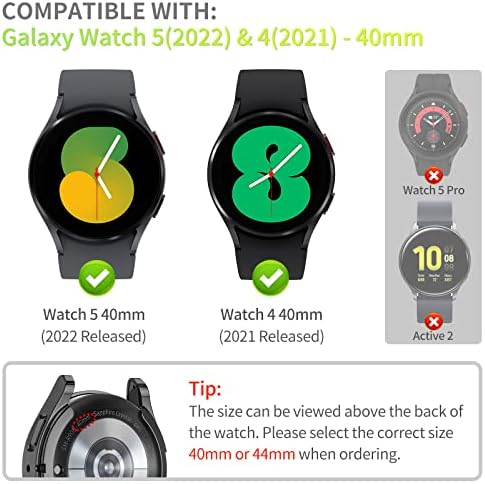[2-пакет] Richone компатибилен со Samsung Galaxy Watch 5/Galaxy Watch 40mm Case Protector Case, целосна заштита на капакот на меки додатоци за рамки за браник TPU TPU