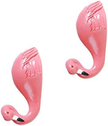 Cabilock 2 парчиња цртан филм Фламинго куки за животни, самолеплива смола, закачалка за трасирање на wallидот без wallид