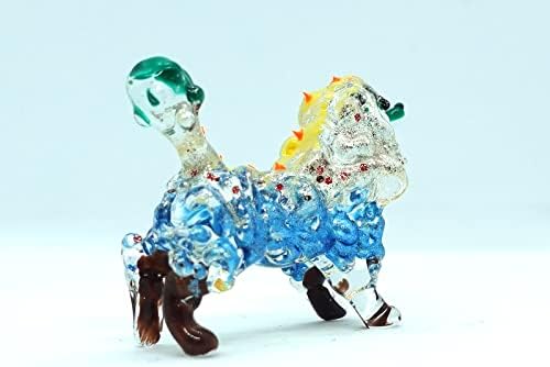 Sansukjai Poodle Hand Blown стаклена уметност фигурини животни со колекционерски подарок домашен декор, мулти-боја