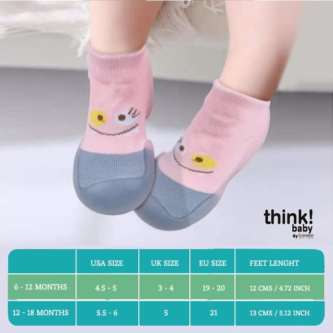 Размислете за чевли за чевли со памук за бебиња ®-ДИВЕРСКИ-ТОЕ Заштита-Пред-вакерски нелиз Unisex Бебе Прво чевли за одење Погодно во затворено Отворено одење 6-12 и 12-18 ?
