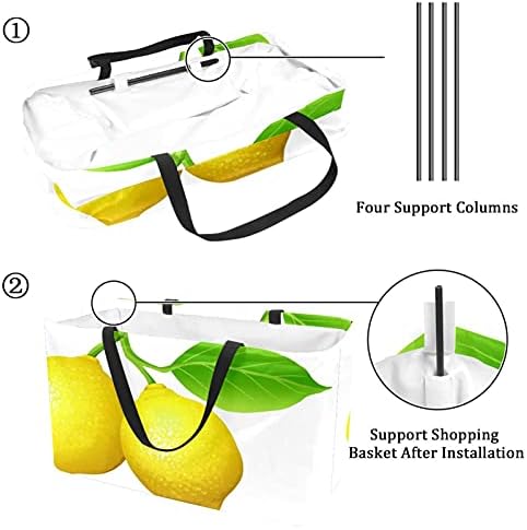 Чанти од 50L купувачи светло жолто овошје од лимон склопувачки кутии за намирници торбички со рачки, еднократно