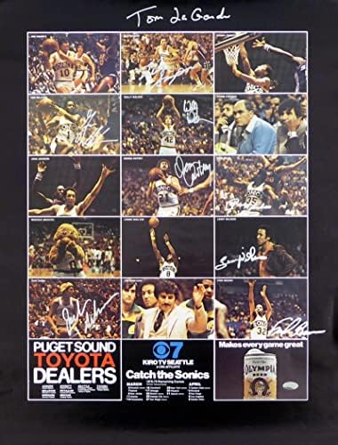 1978-79 НБА шампиони во Сиетл Суперсоника автограмираше 17x22 Постер Фотографија со 9 вкупно потписи, вклучувајќи Фред Браун и Лени