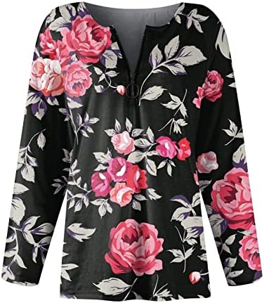 NOKMOPO Плус Големина Блузи За Жените Падне Мода Повик Цвет Печатени Круг Вратот Патент Долги Ракави Врвот