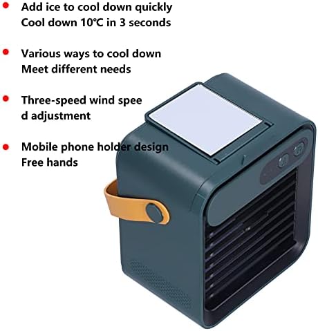 УСБ -тип Ц десктоп ладилник за воздух, преносен климатик за ладилник за воздух за просторија, тресење на главата на климатик вентилатор со мобилен телефон, ретровиз