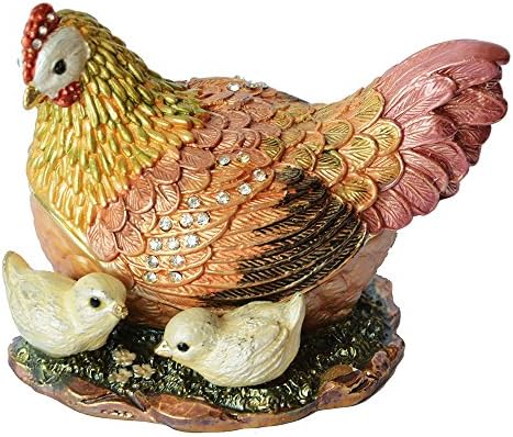 Џиахиу Кристално Накит Гнездење кокошка в Бебе Пилиња Ситница Накит Пилула Кутија Животински Фигурини