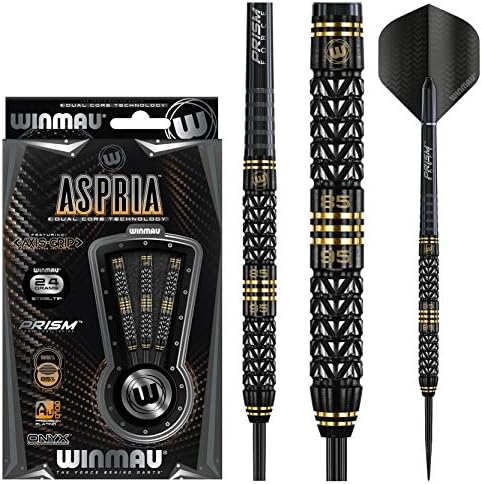 Winmau Aspria 24 Gram Tungsten Darts поставени со летови и стебла (шахти