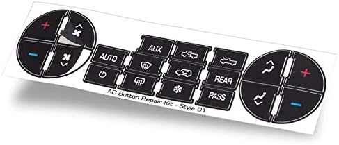 Комплет за поправка на копчето Oxgord AC Dash - Оригинален дизајн и направен во САД - Најдобро за фиксирање на руинирани избледени копчиња за контрола на A/C - Замена на декл