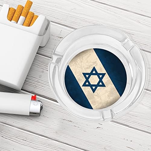 Гроздобер Израелско знаме стакло од пепел во тркалезно цигари, држач за фиока за пепел