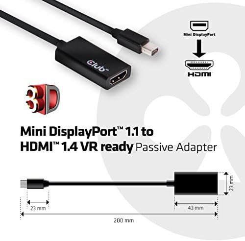 Club3d Mini DisplayPort 1.1 до HDMI 1,4 VR подготвен 4K 30Hz, црно