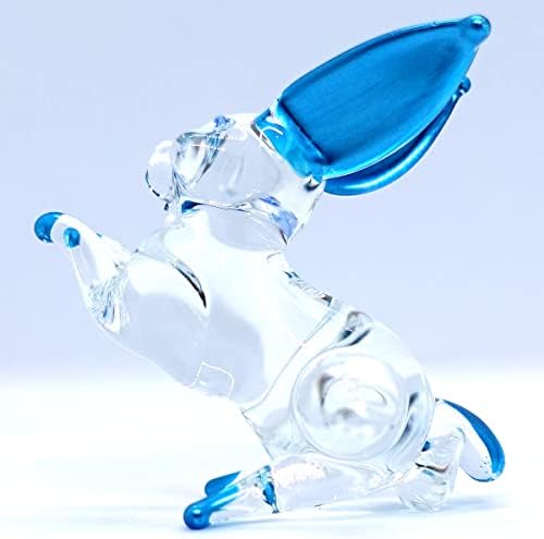 Сансукијај зајак минијатурни фигурини животни со рачно разнесено стакло уметност колекционерски подарок украсени, чисти сини