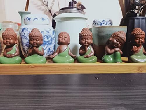 Kingzhuo 6pcs Постави керамичка мала симпатична бебе Буда статуа колекција монах фигура симпатична буда бебиња симпатична бебе Буда