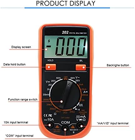 SDFGH LCD Digital Multimeter 2000 брои тестер за напон на напон диоди со заден светло светло со голем екран рачен LCD мултиметро