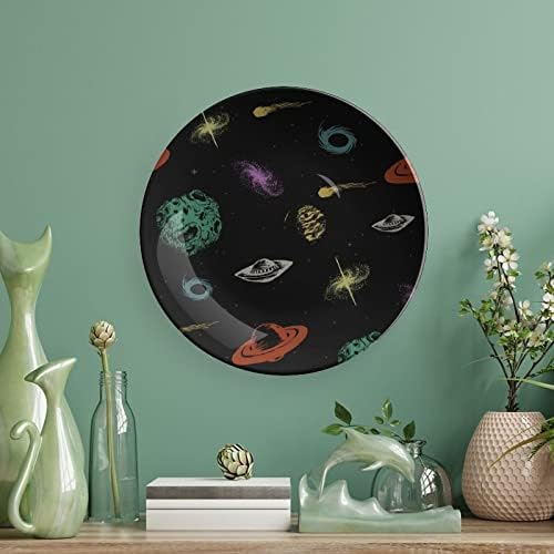 Во боја универзум шема што виси керамичка декоративна чинија со приказ на столот за приказ Прилагодени годишнини за свадбени подароци за