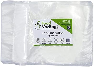 50 - FoodVacbags 11 x 16 Течни галон вакуумски заптивки торби, бариера за брана на влага, абсорбента целулозна лента