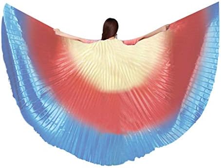 Imucci 14 бои Бели танц крило со шипки - 360 степени Изис Ангел крилја со преносни телескопски стапчиња за возрасни и дете