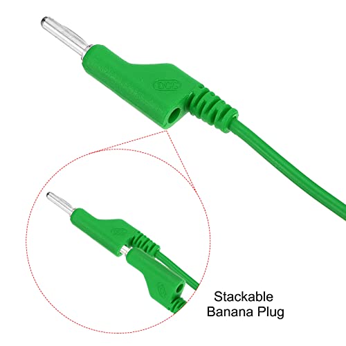 Patikil 4mm приклучок за банана на приклучоци за банана, предводници за тестирање на банана, 3,5 mm OD 1000V / 20A 15AWG Флексибилна жица