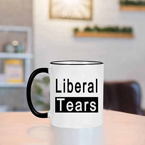 Wenssy Смешни политички подароци либерални солзи кафе кригла Мажи за подароци за мажи за републикански или конзервативни Божиќни бели слонови