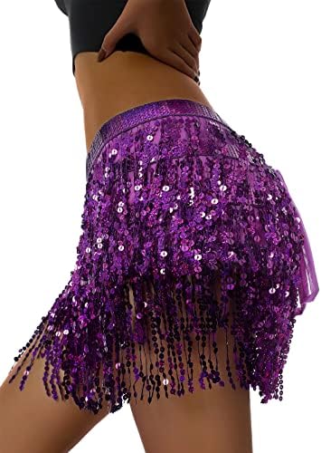 Женски sequins tassel колк здолниште со шамија бохо стомак танцувам раб појас за завиткување здолниште за рива забавна перформанси перформанси