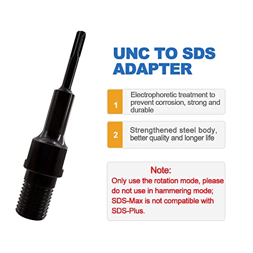 Адаптер за бит за вежбање - 2 парчиња 1 1/4 -7 UNC машки нишка до SDS плус адаптер за обликување за напојување за напојување со дијаманти за дупчење
