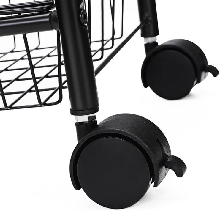 Dingzz 3 ниво кујна количка на тркала со количка за рачка за кујнски бања кабинет бело црно