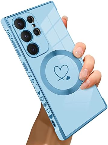 Bonoma За Samsung Galaxy S23 Ultra 5G Случај  [Поддршка Magsafe] Љубовта Срцето Шема Магнетни Позлата Луксузни Елегантен Случај
