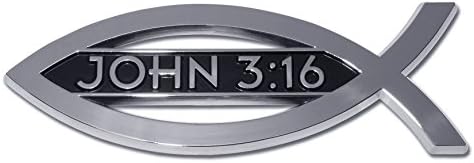 Христијанска Риба Јован 3: 16 Стих Хром Авто Амблем