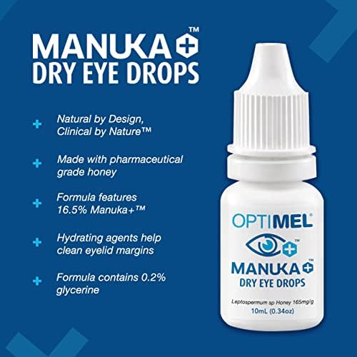 Оптимел манука+ капки со суво око на мед, хидрат и ублажување на симптомите на хронично суво око, обновување на удобноста на очите,