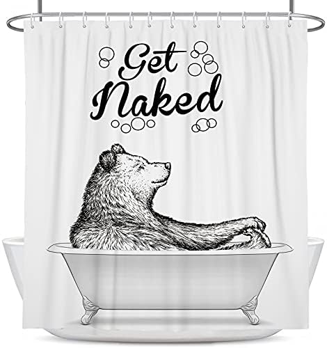 Коксила Смешно добијте гола завеса за туширање 60x72 инчи симпатична животинска мечка животинска фарма куќа во када меур бања завеса полиестерска