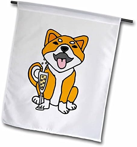 3дроза Симпатична Смешна Шиба Ину Кученце Куче Пиење Шампањ Цртан Филм-Знамиња