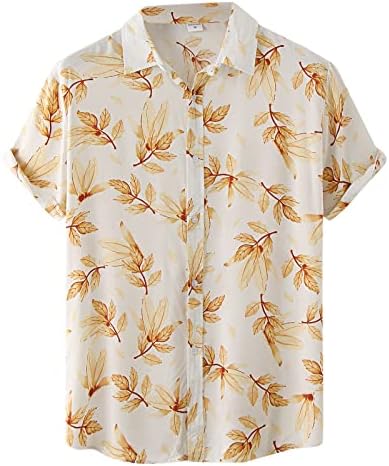 Здфер Менс Хавајски кошули бранови точка печати кратки ракави задници надолу со кошули плажа обична лето зачувување на кошулата со јака
