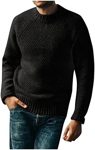 Џемпер мажи машка цврста боја обичен тркалезен врат џемпер џемпер со долг ракав