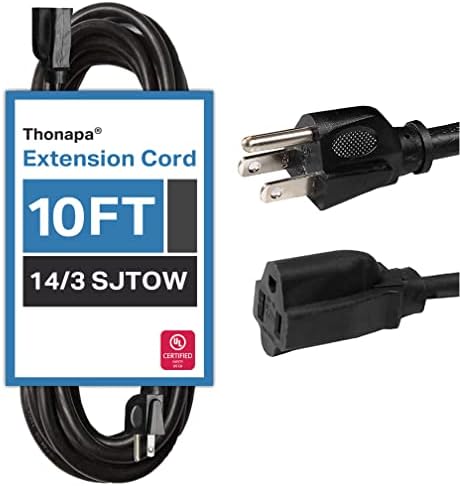 Thonapa 14/3 кабел за продолжување на црно масло - кабел со тешка должност со 3 приклучен приклучок за безбедност за безбедност