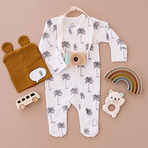 Cupkee Baby Pajamas & Hat Set - памук подножје спиење и beanie - бебе момче и девојче кои доаѓаат дома облека во бело