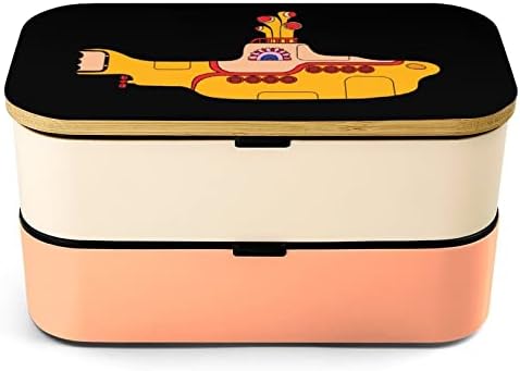 Смешни Жолта Подморница Бенто Ручек Кутија Истекување-Доказ Бенто Кутија Контејнери За Храна со 2 Прегради За Работа Во Канцеларија Пикник
