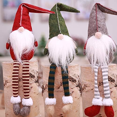 Летање лажица 3 парчиња Божиќна декорација рачно изработена шведски фигурини што седат со долги нозе Божиќни декорации