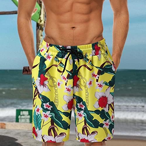 ЗДДО ЛЕТСКИ ПАРТИ ЗА МАНСКИ Хавајски лисја цветни печати за пливање на пливање лабави вклопени обични шорцеви за пливање на плажа