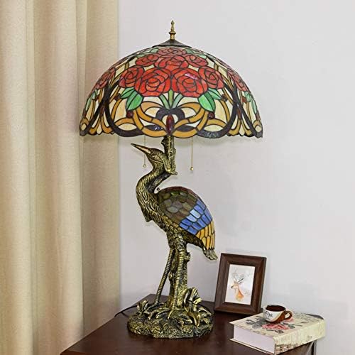 Рачно изработена стаклена ламба за стакло 20 Тифани стил Машки птици биро ламба обоени рози стаклена лабави за дневна соба студија за спална соба