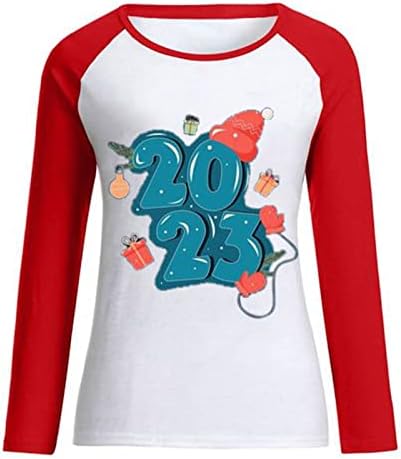 2023 среќна нова година жени со долги ракави врвови симпатична зајаче пуловер маичка мода зајак Раглан кошула тунична мета блуза