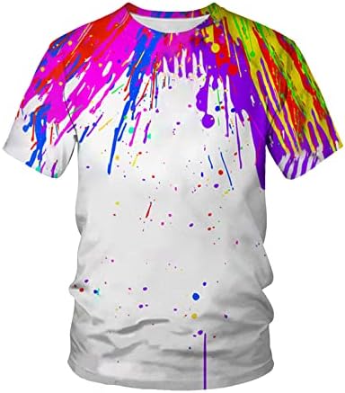 Мажи маичка кошула унисекс дневна маица шарени графички врски со кратки ракави на врвови плус големина лето летово тенок фит блуза
