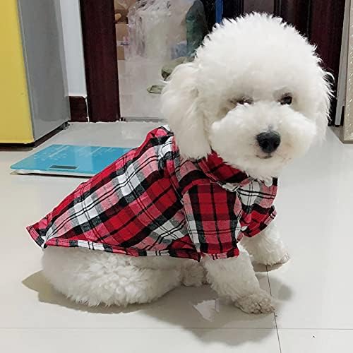 Qididelong Dog Plaid кошула кутре решетка, облека за класични кучиња Основна поло-маица облека за домашни миленици, за дополнително мало мало