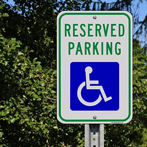 Muxyh 2 пакет резервиран знак за паркирање, знак за паркирање на хендикеп, 18 '' x 12 'in Инженерско рефлективно алуминиум, со