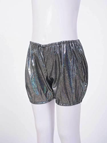 LOODGAO KIDS DIVES BOYS BOYS SPARKLE DANCE SHORTS Сјајни метални жешки панталони што ги разгалуваат дното за гимнастика јога шорцеви