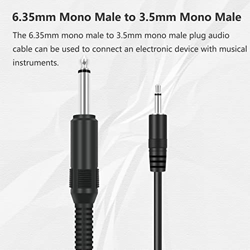 Bolsek 2 Pack 3FT 3,5 mm 1/8 TS Mono MALE до 6,35 mm 1/4 Моно -машко адаптер Аудио кабел за аудио кабел