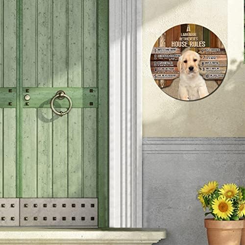 Смешна рунда за кучиња метални знаци на куќата на кучињата правила класичен венец знак миленичиња кучиња врата за закачалка знак гроздобер