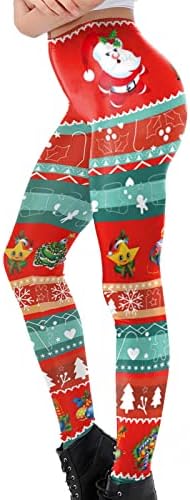 Божиќни џогери за жени со високи половини јога панталони зимски топли хеланки тренингот што работи хулахопки печатени обликувани активни