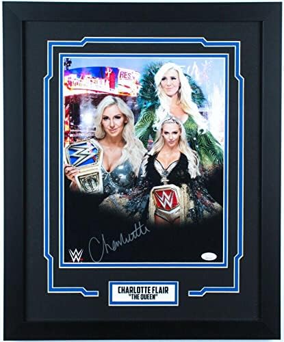 Шарлот Флер потпиша автограмирана 11x14 врамена фотографија JSA 1 Кралицата WWE - Автограмирани фотографии во борење