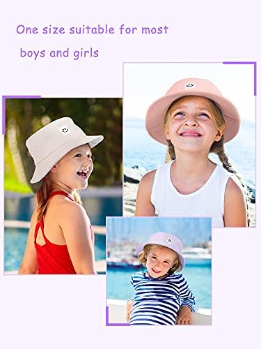 3 Парчиња Деца Насмевка Лице Кофа Капи, Лето Патување Кофа Сонцето Плажа Капи Отворено Визир Капа За Момчиња Девојки
