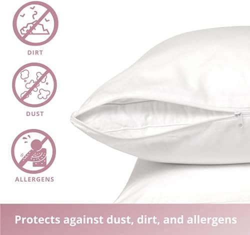 Заштитници За перници 4 Стандардни Пакувања Со Патент- Памучни Навлаки За Перници Што Дишат - Ги Штитат Перниците Од Нечистотија , Прашина и Остатоци