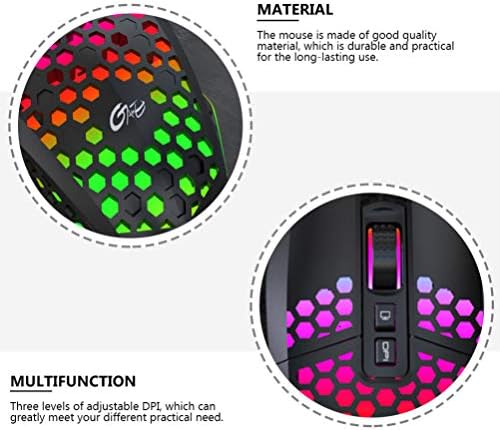 Солустра безжичен гејмер глушец RGB игра глушец прилагодлив DPI Mute Gaming Computer Computer глушец за компјутерски лаптоп компјутер