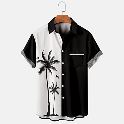 Хавајска кошула за мажи Обични кратки ракави со кратки ракави надолу кошули Редовно вклопуваат јака од летни кошули за летни кошули